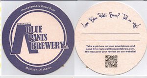 beer coaster from Bluewater Brewing Co. ( AL-BLU-1 )