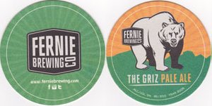 beer coaster from Fernie Brewing Co. Ltd.  ( BC-FERN-7 )