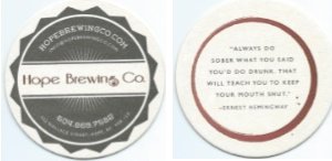 beer coaster from Horseshoe Bay Brewing ( BC-HOPE-1 )