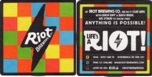 beer coaster from Russell Brewing Co. ( BC-RIOT-1 )