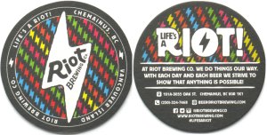 beer coaster from Russell Brewing Co. ( BC-RIOT-2 )