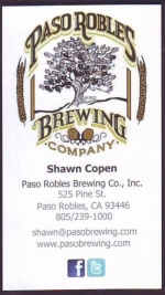 beer business card and similar from Paso Robles Brewing Co. ( CA-PASO-BIZ-1 )