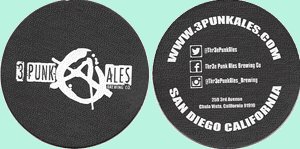 beer coaster from 411 Broadway Ales & Spirits ( CA-3PNK-1 )