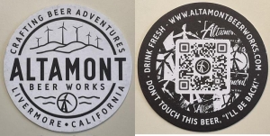 beer coaster from Altar Society Brewing and Coffee Co. ( CA-ALTA-3 )