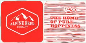 beer coaster from Alpine Village (Hofbrau) Brewery (AVBI, Inc.) ( CA-APBC-4 )