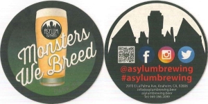 beer coaster from At Ease Brewing Co. ( CA-ASYL-4 )