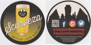 beer coaster from At Ease Brewing Co. ( CA-ASYL-5 )