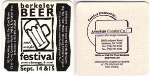 beer coaster from Berkeley Brewing Co ( CA-BBFT-1996 )