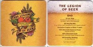 beer coaster from Pacific Beach Brewhouse  ( CA-PCBA-1 )