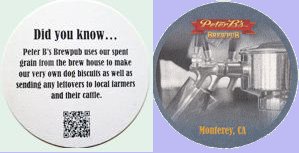 beer coaster from Pfeiffer Brewing Co. ( CA-PTRB-8C )