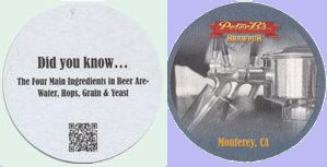 beer coaster from Pfeiffer Brewing Co. ( CA-PTRB-8D )