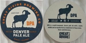 beer coaster from Great Frontier Brewing Co. ( CO-GDIV-20 )