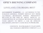 beer label from Oskar Blues Brewery ( CO-OPIE-LAB- )