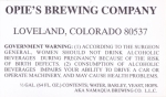 beer label from Oskar Blues Brewery ( CO-OPIE-LAB-2 )