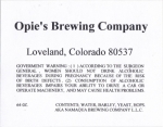 beer label from Oskar Blues Brewery ( CO-OPIE-LAB-3 )