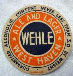 beer coaster from Weibel Brewing Co, The ( CT-WEH-5 )