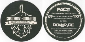 beer coaster from Fordham Brewing Co. ( DE-OLDD-28 )