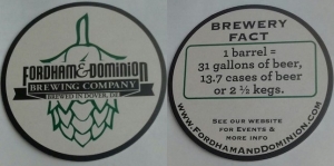 beer coaster from Fordham Brewing Co. ( DE-OLDD-32 )