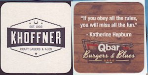 beer coaster from Kidders Brewery ( FL-KHOF-2 )