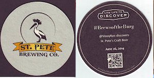 beer coaster from State of Sunshine Brewing Company ( FL-STP-3 )