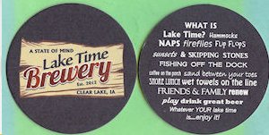 beer coaster from Lark Brewing Company ( IA-LAKE-3 )