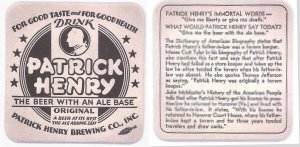 beer coaster from Pavichevich Brewing Co. ( IL-PAT-1 )