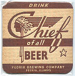 beer coaster from Peoria Brewing Company ( IL-PEO-1 )