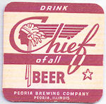 beer coaster from Peoria Brewing Company ( IL-PEO-1A )