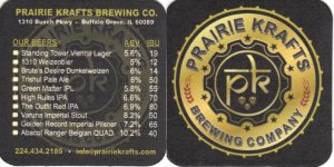 beer coaster from Prairie Rock Brewing ( IL-PKB-2 )