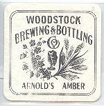 beer coaster from Woodstock Brewing and Bottling Co. ( IL-WOOD-3 )