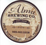 beer coaster from Alpha Michigan Brewing Co. ( MI-ALMA-3 )