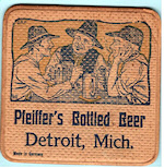 beer coaster from Ph. Kling Brewing Co. ( MI-PFE-1 )