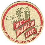 beer coaster from Pfeiffer Brewing Co. ( MN-BUB-1A )