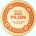 beer coaster from Pfeiffer Brewing Co. ( MN-BUB-6 )