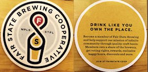 beer coaster from Falling Knife Brewing Co. ( MN-FAIR-1A )