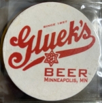 beer coaster from Gluek Brewing Co. ( MN-GLUE-4 )