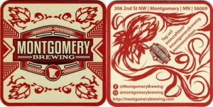 beer coaster from Montgomery Brewing Co. ( MN-MONO-2 )