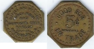 beer token/coin from Schmucker, Joseph Brewing Co. ( MN-SCH-TOK-1 )