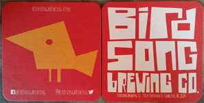 beer coaster from Bite My Cookies (BMC) Brewing Company ( NC-BIRD-3 )