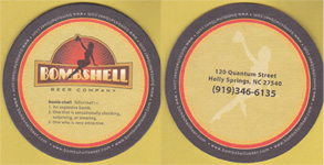 beer coaster from Bond Brothers Beer Company ( NC-BOMB-1 )