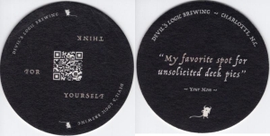 beer coaster from Dilworth Brewing Co. ( NC-DEVI-2 )