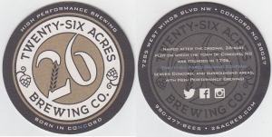 beer coaster from Twin Leaf Brewery ( NC-TWEN-1 )