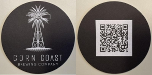 beer coaster from Cosmic Eye Brewing ( NE-CORN-2 )