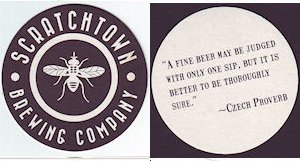 beer coaster from Scriptown Brewing ( NE-SCR-1 )