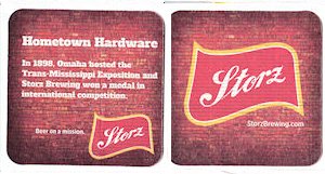 beer coaster from Storz Brewing Co. (Storz Beverage & Ice Co.) ( NE-STOZ-1F )