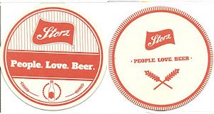 beer coaster from Storz Brewing Co. (Storz Beverage & Ice Co.) ( NE-STOZ-2E )