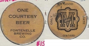 beer token/coin from Fred Krug Brewing Co., Inc. ( NE-FON-TOK-1 )