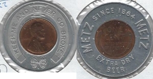 beer token/coin from Metz Brothers Brewery ( NE-METZ-TOK-2 )