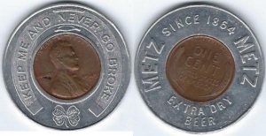 beer token/coin from Metz Brothers Brewery ( NE-METZ-TOK-6 )