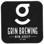 beer coaster from Gusto Brewing Co. ( NJ-GRIN-1 )